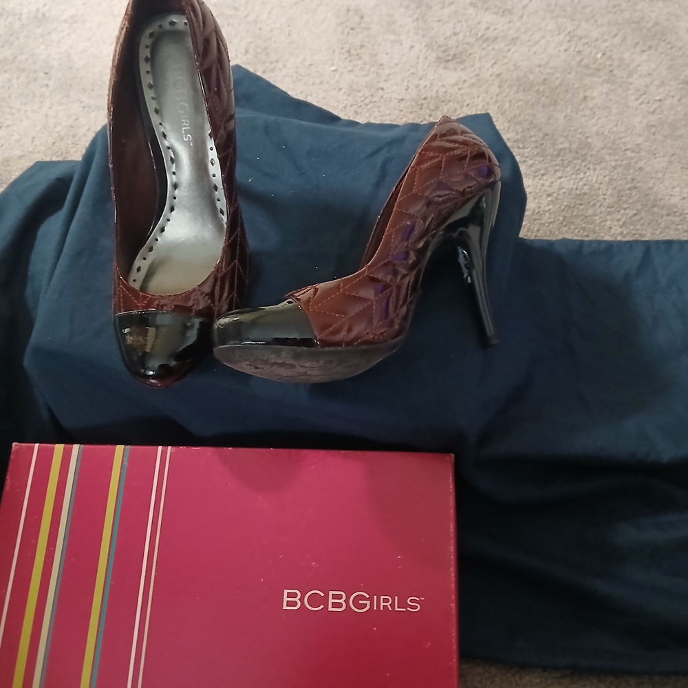 BCBGirls Quilted Brown and Black Heels